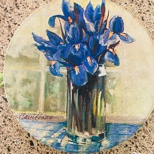 3 Coasterstone coasters with pictures of flowers